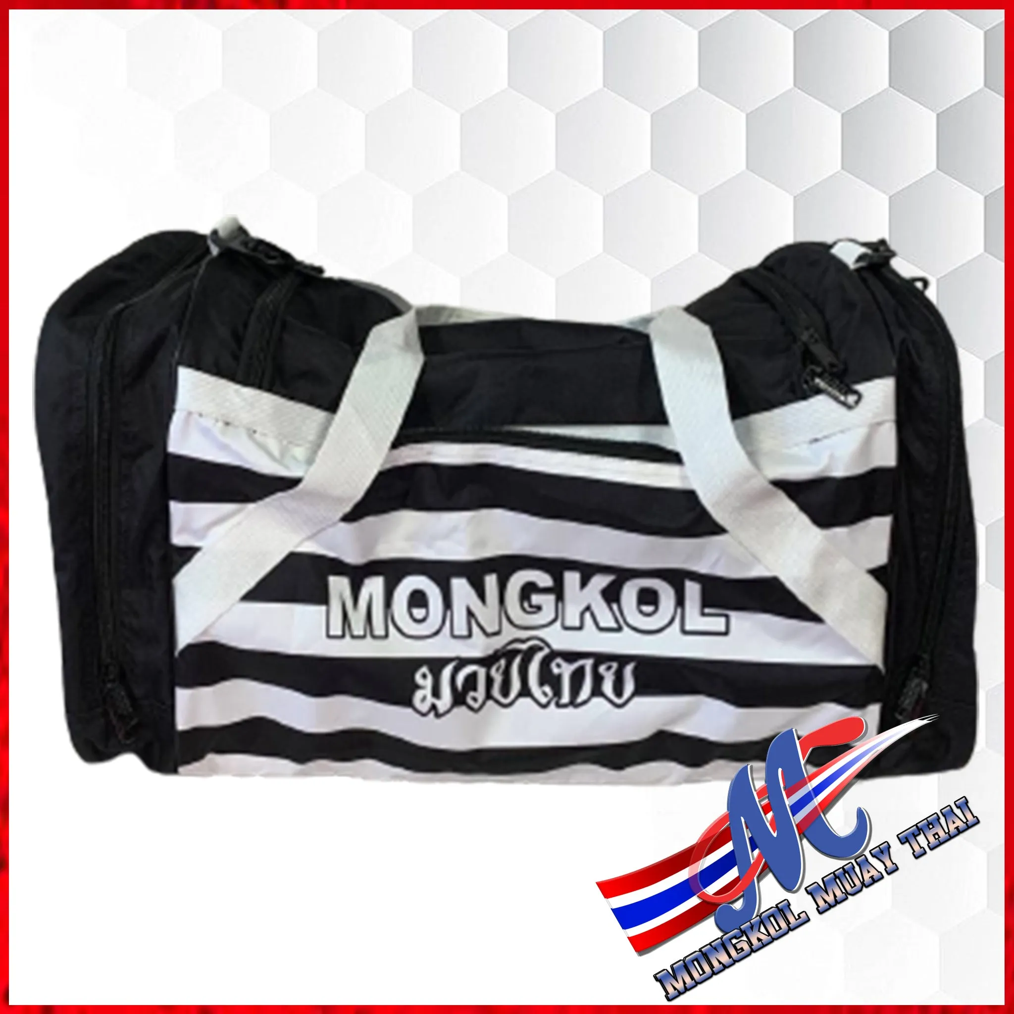 Mongkol gym bag  black and white