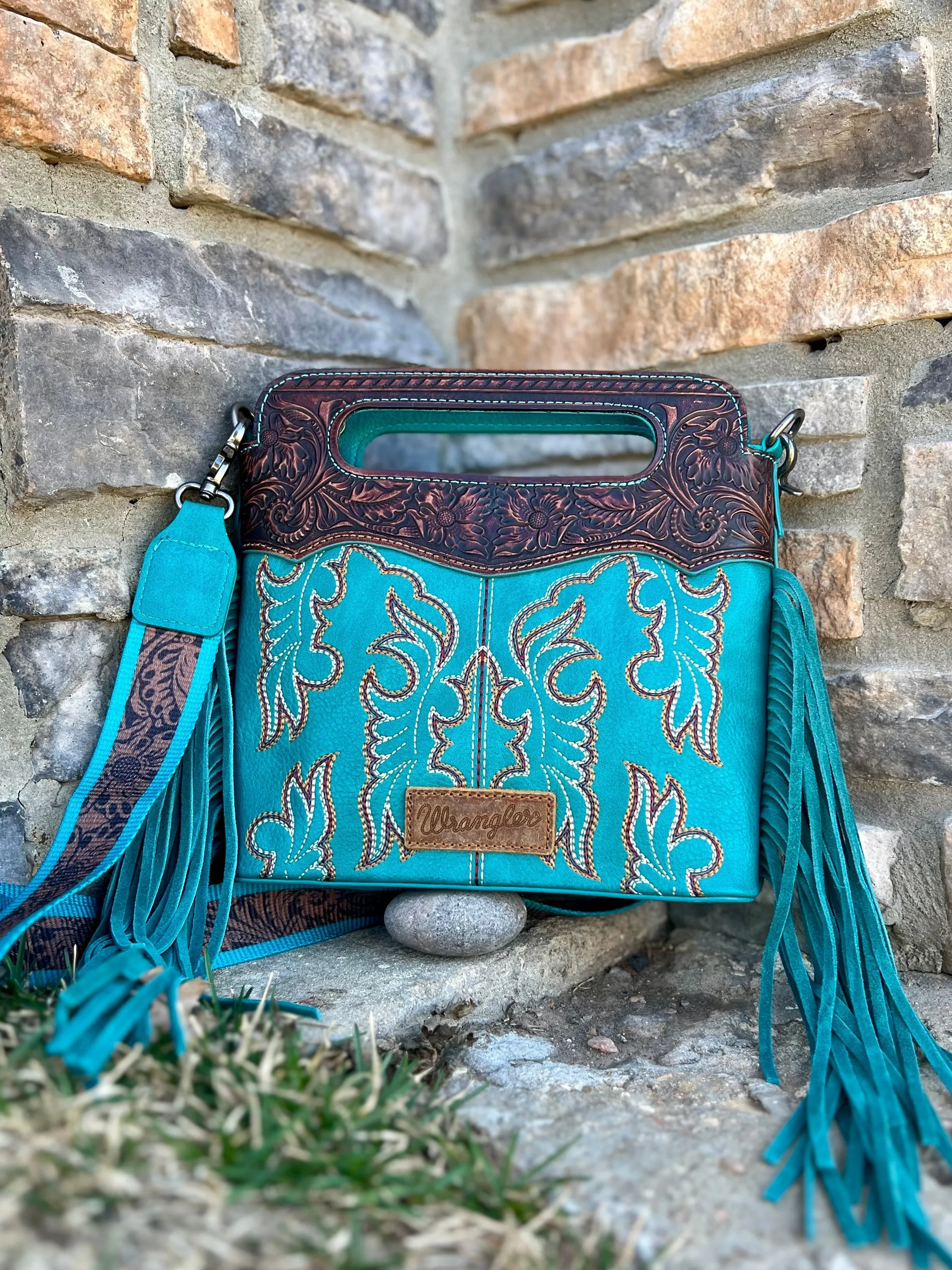 Montana West Embroidered Fringe Boot Bag- 2 Colors