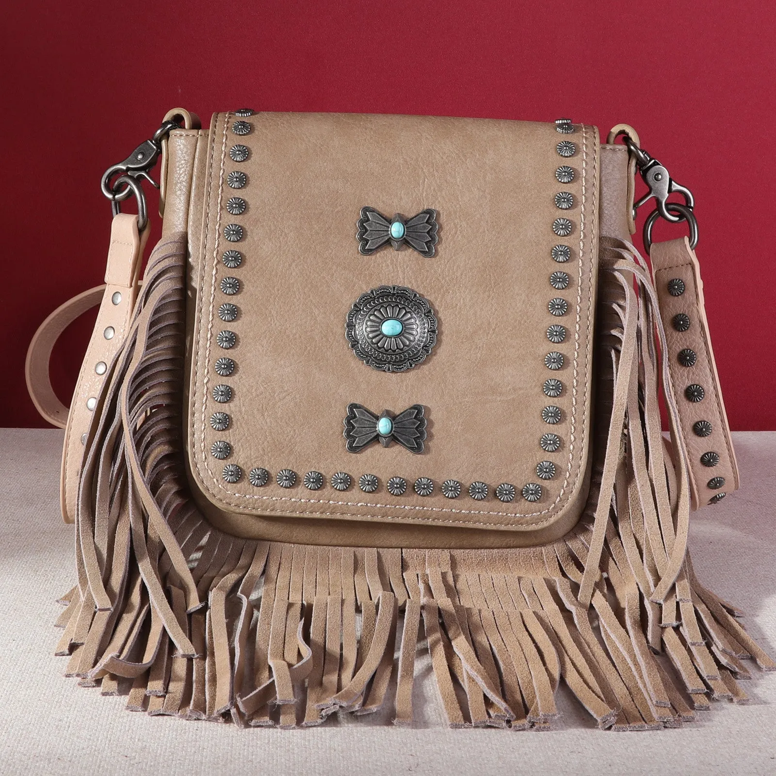 Montana West Fringe Mariposa Concho Collection Crossbody