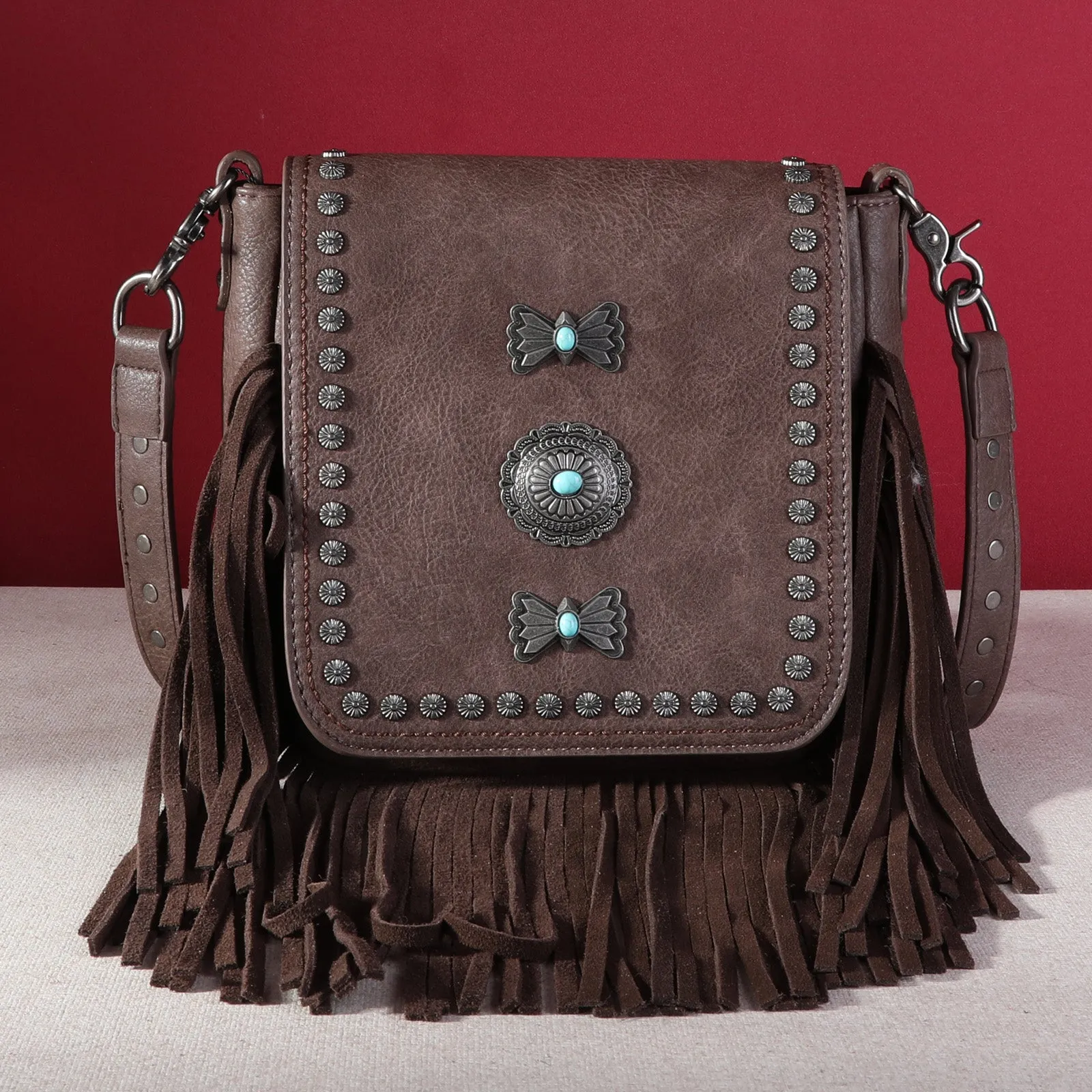 Montana West Fringe Mariposa Concho Collection Crossbody