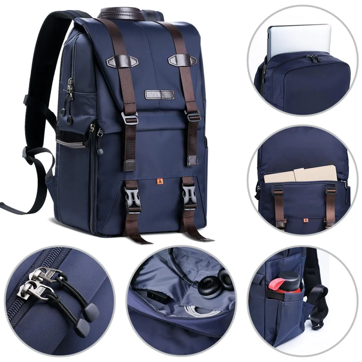 Multifunctional Camera Backpack 20L Stylish DSLR/SLR Camera Bag Fits 15.6 Inch Laptop, Waterproof, with Tripod Straps for Man/Women Outdoor Photography/Hiking/Travel Deep Blue