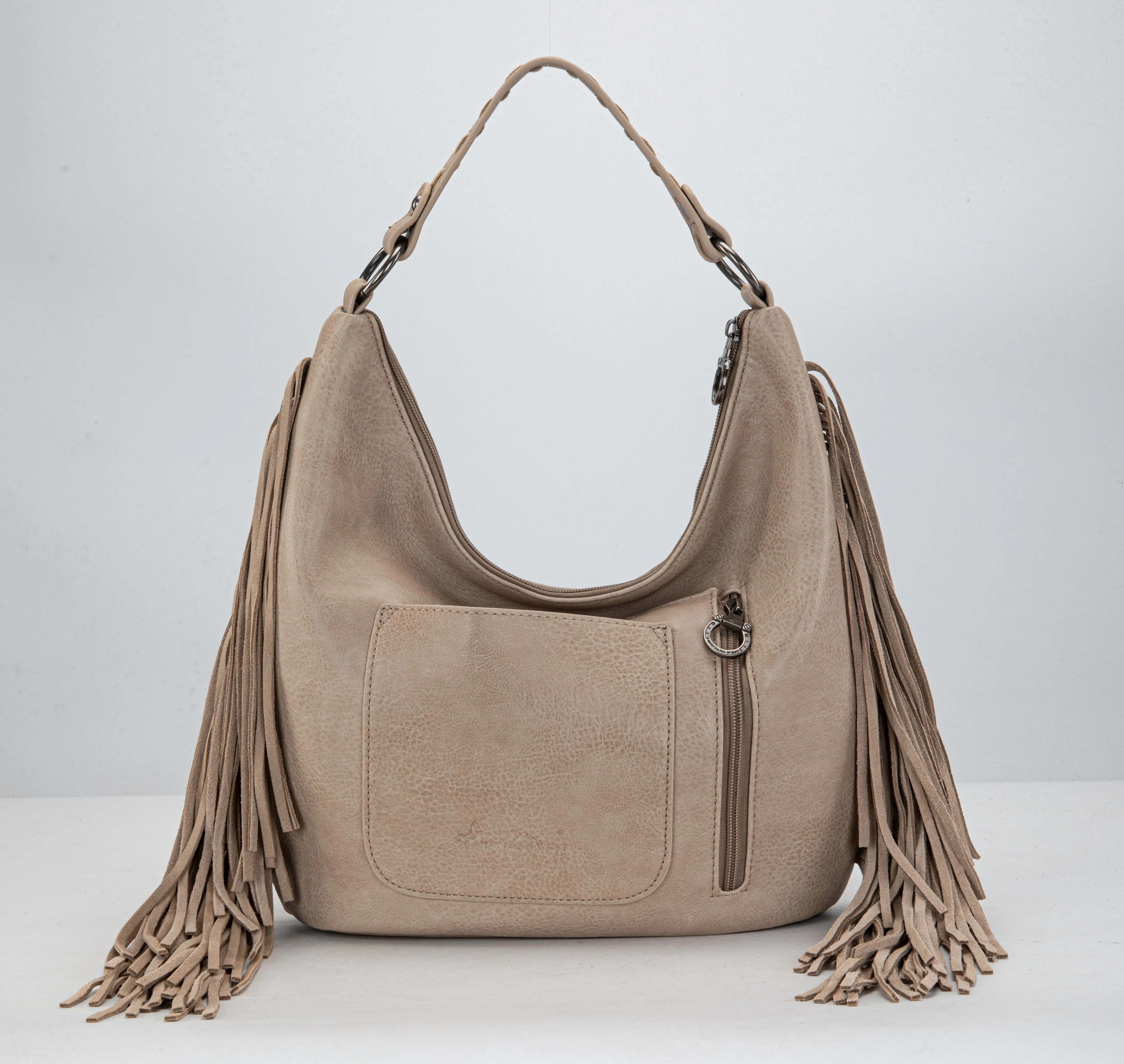 MWF1007G-9360 Montana West Fringe Collection Concealed Carry Hobo/Crossbody -Tan