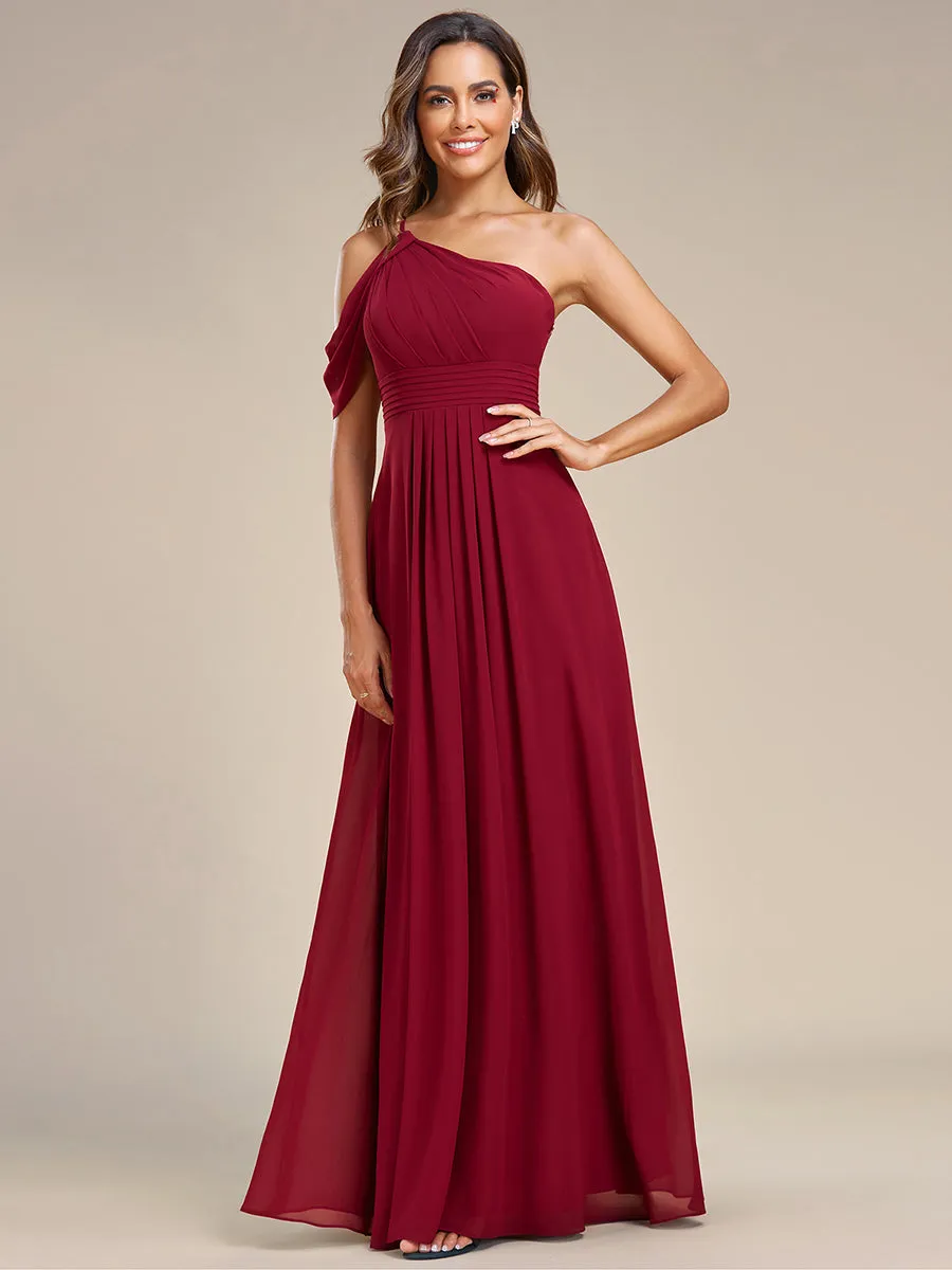 One Shoulder Pleated Chiffon Wholesale Bridesmaid Dresses