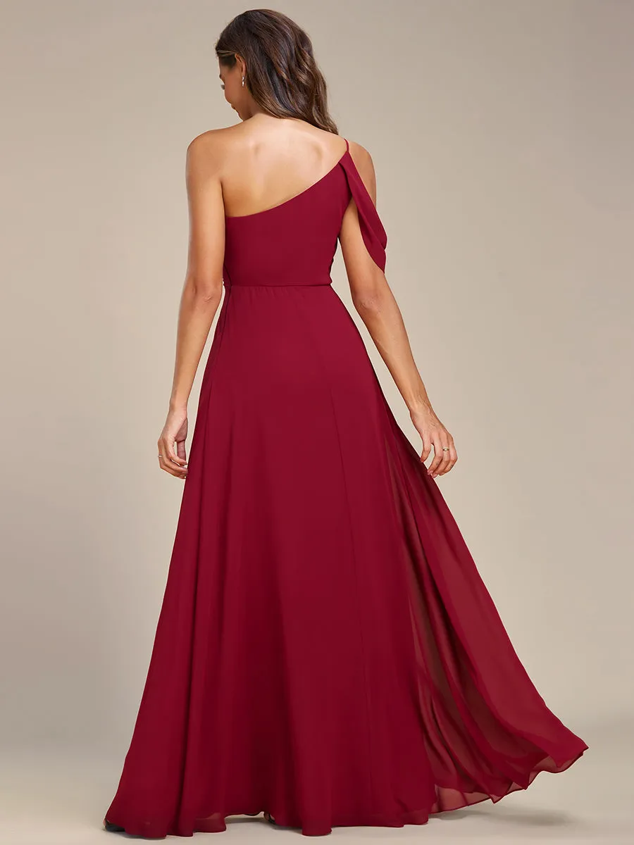 One Shoulder Pleated Chiffon Wholesale Bridesmaid Dresses