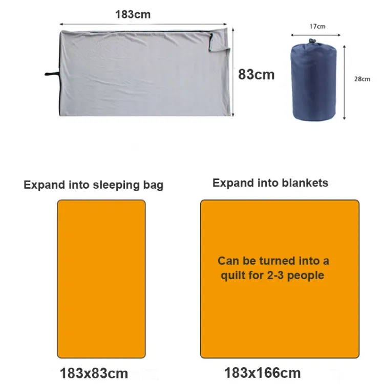 Outdoor Fleece Sleeping Bag Camping Trip Air Conditioner Dirty Sleeping Bag Separated By Knee Blanket During Lunch Break Thickened (Gray)