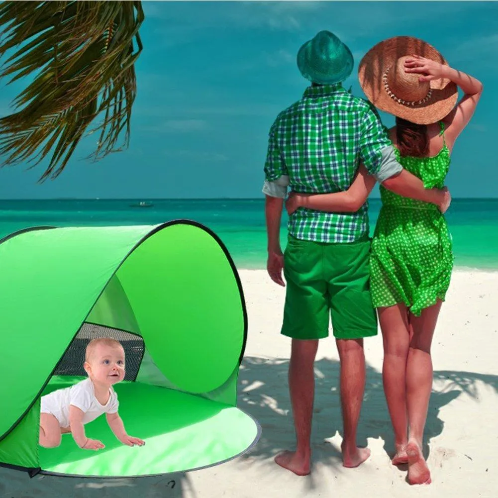 OutMall Beach Tent, Automatic Instant Portable Outdoor/Indoor Pop Up Tent with Carry Case and Stakes Perfect for Baby, Adult Camping, Picnic, Swimming, Hiking, Fishing, Garden Yard Sun Shelter Cabana