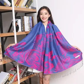 Paisley Illusion Pashmina Hem Fringe Winter Scarf Shawl Wrap