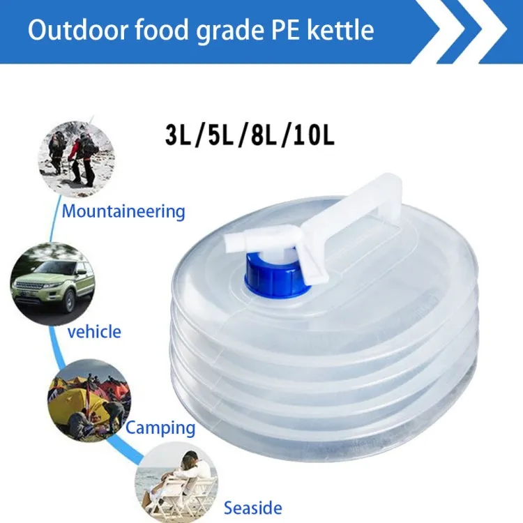 PE Folding Water Bag Shrink Bucket Outdoor Portable Water Bottle, Capacity: 5L(Blue Cover)