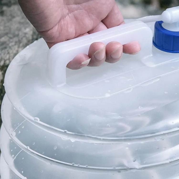 PE Folding Water Bag Shrink Bucket Outdoor Portable Water Bottle, Capacity: 5L(Blue Cover)