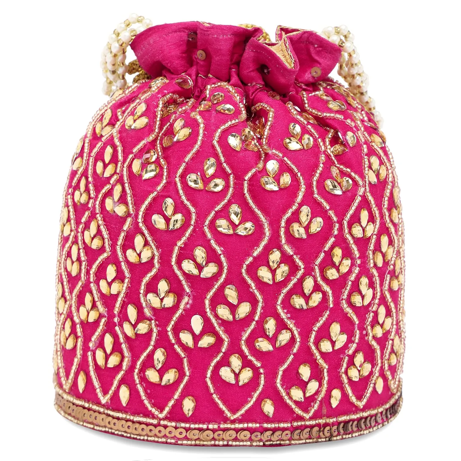 Peora Rani Pink Potli Bags for Women Evening Bag Clutch Ethnic Bride Purse with Drawstring(P88RP)