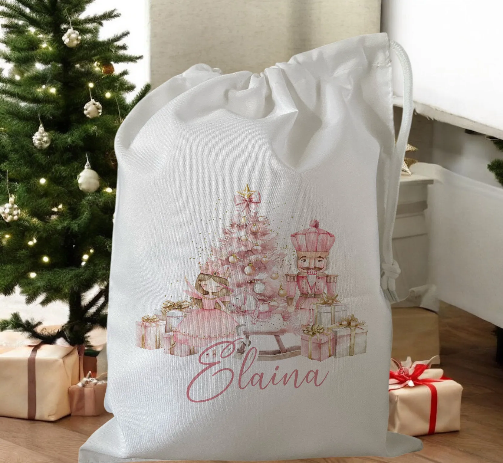 Peronalised Christmas Eve Treat Bag - Pink Fairy Nutcracker