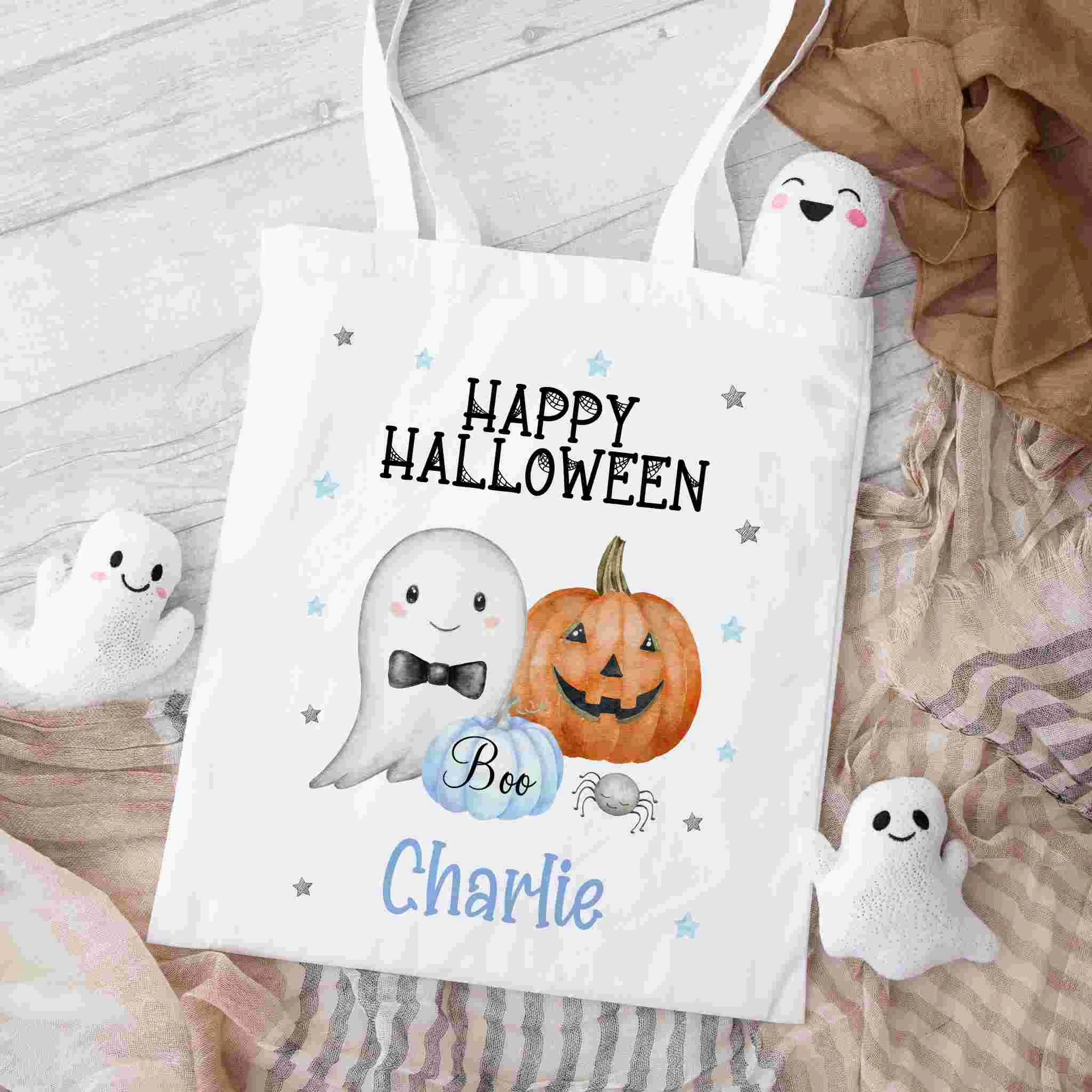 Personalised Children's Halloween Trick or Treat Bag – Customised Candy Tote for Spooky Fun