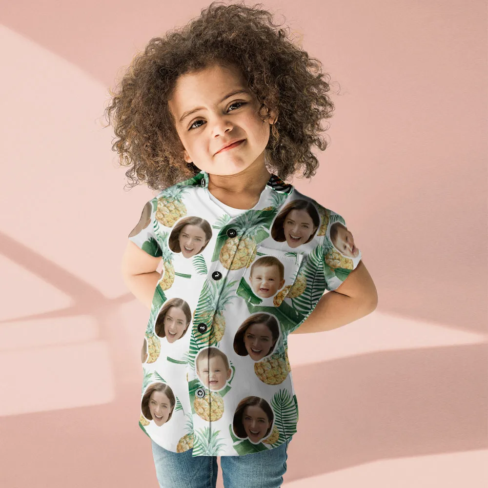 Personalised Shirts Women's and Kids Face Hawaiian Shirt -Pineapple