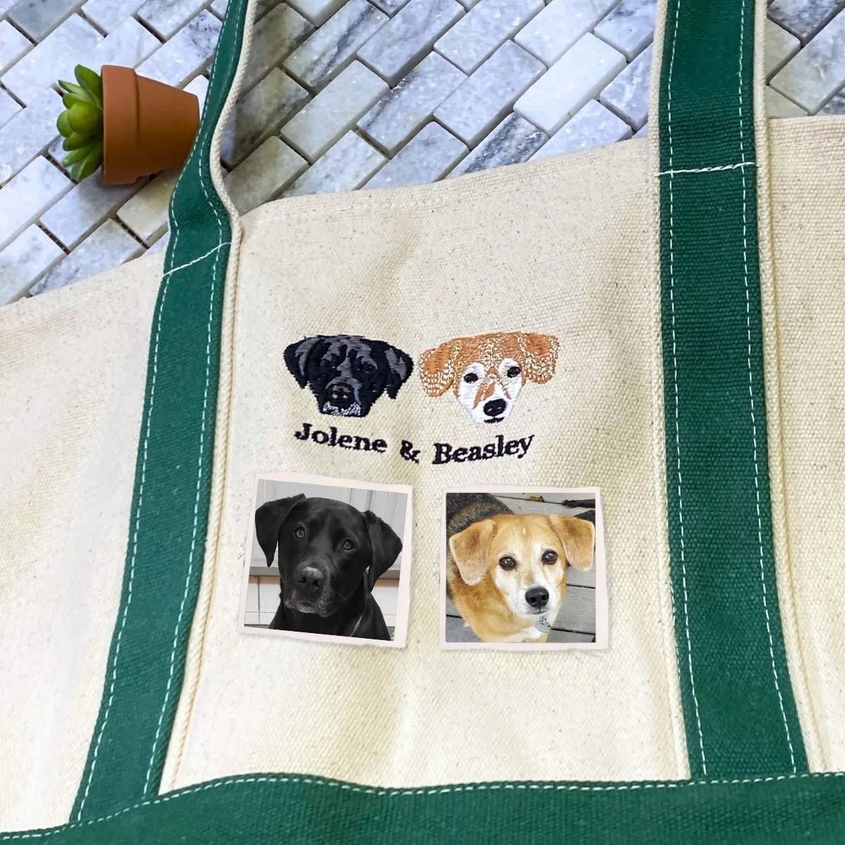 Personalized Dog Tote Bag with Custom Embroidered Photo - Unique Dog Mom Gift Idea