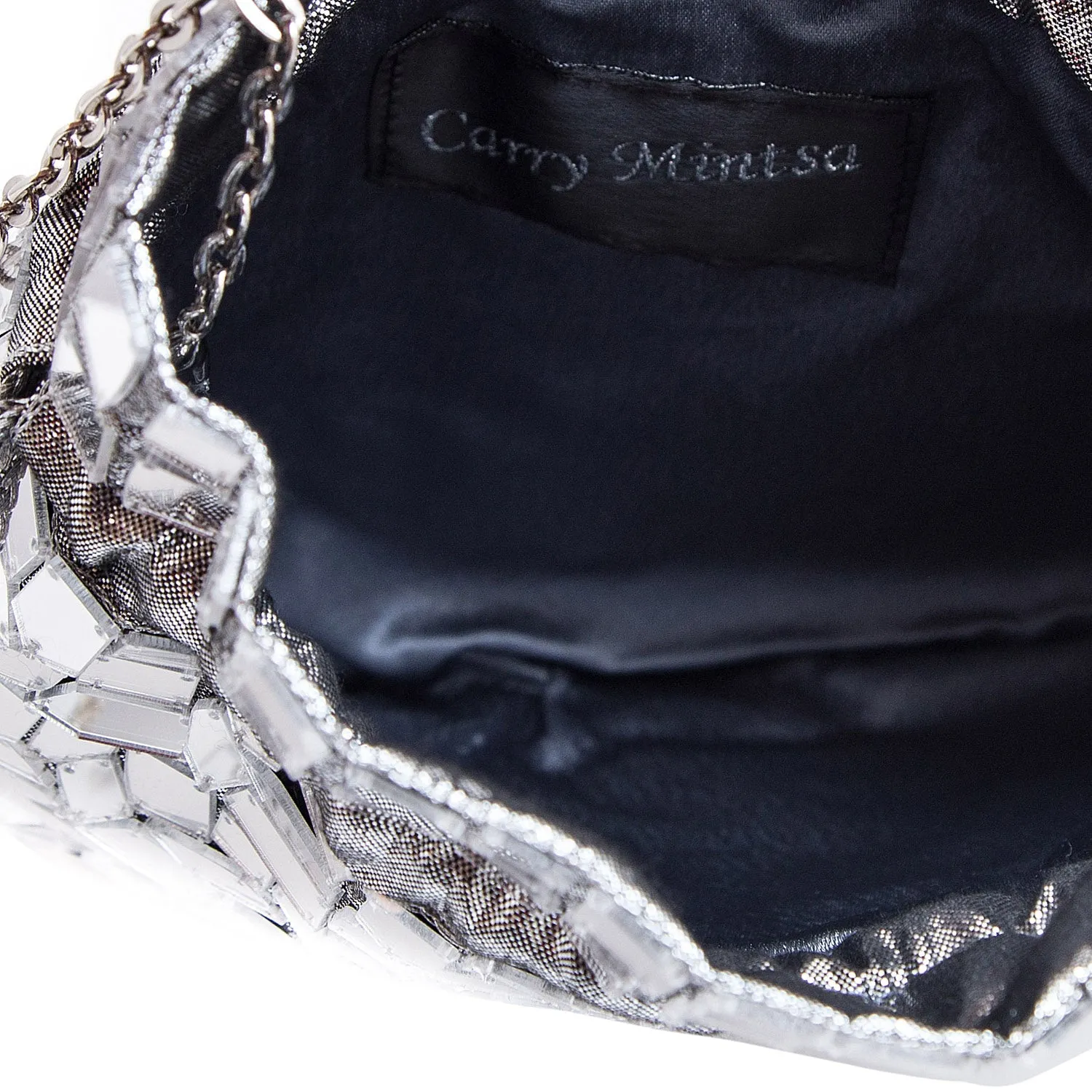 Pixie Silver Bucket Bag - Women's clutch bag for evening wear