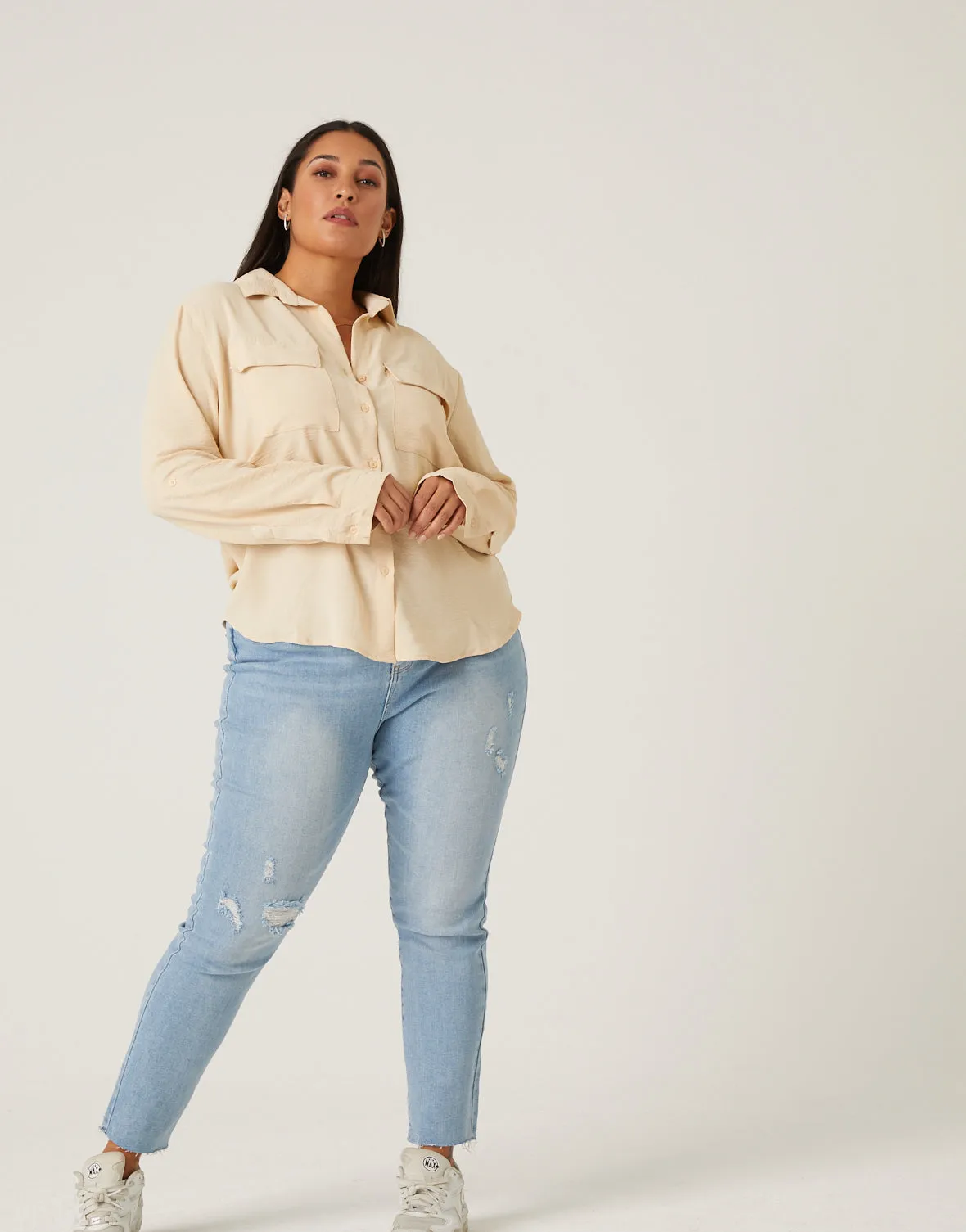 Plus Size Relaxed Button Up Shirt