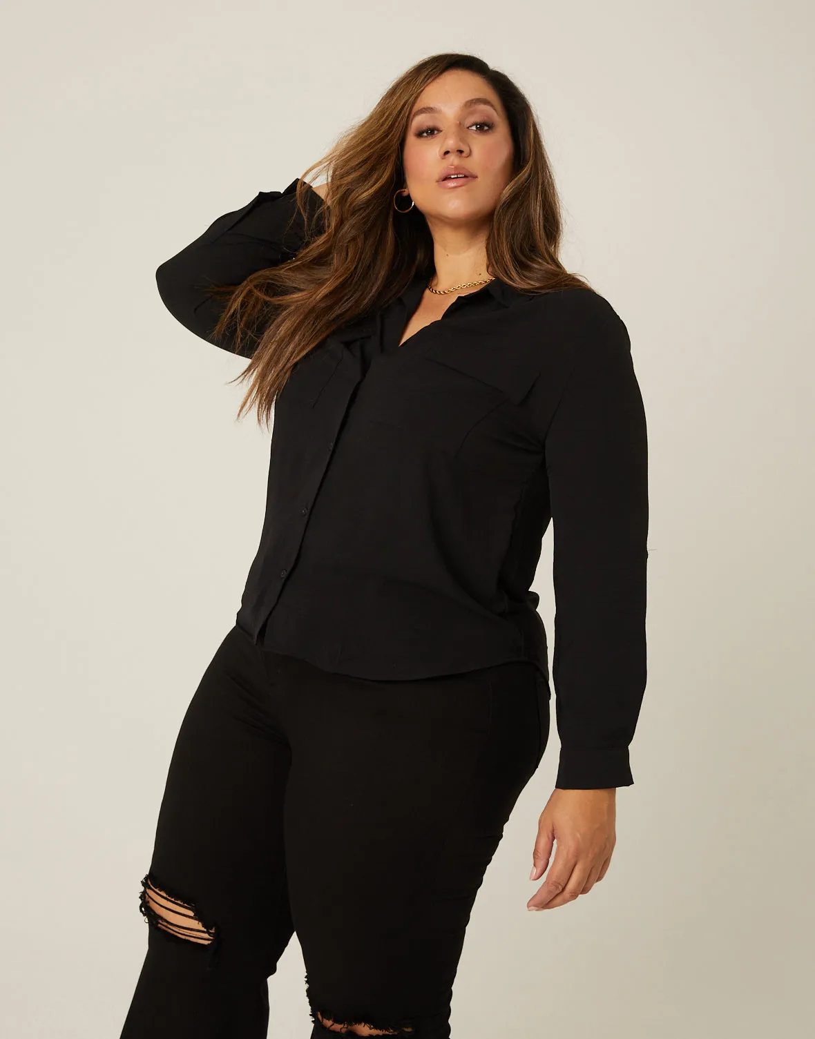 Plus Size Relaxed Button Up Shirt