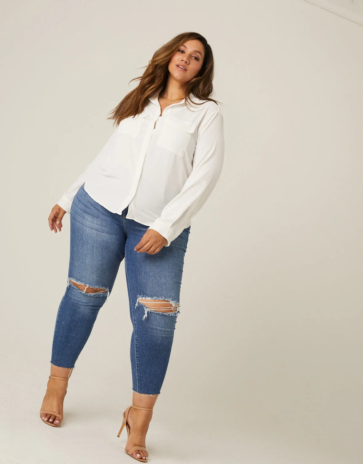 Plus Size Relaxed Button Up Shirt