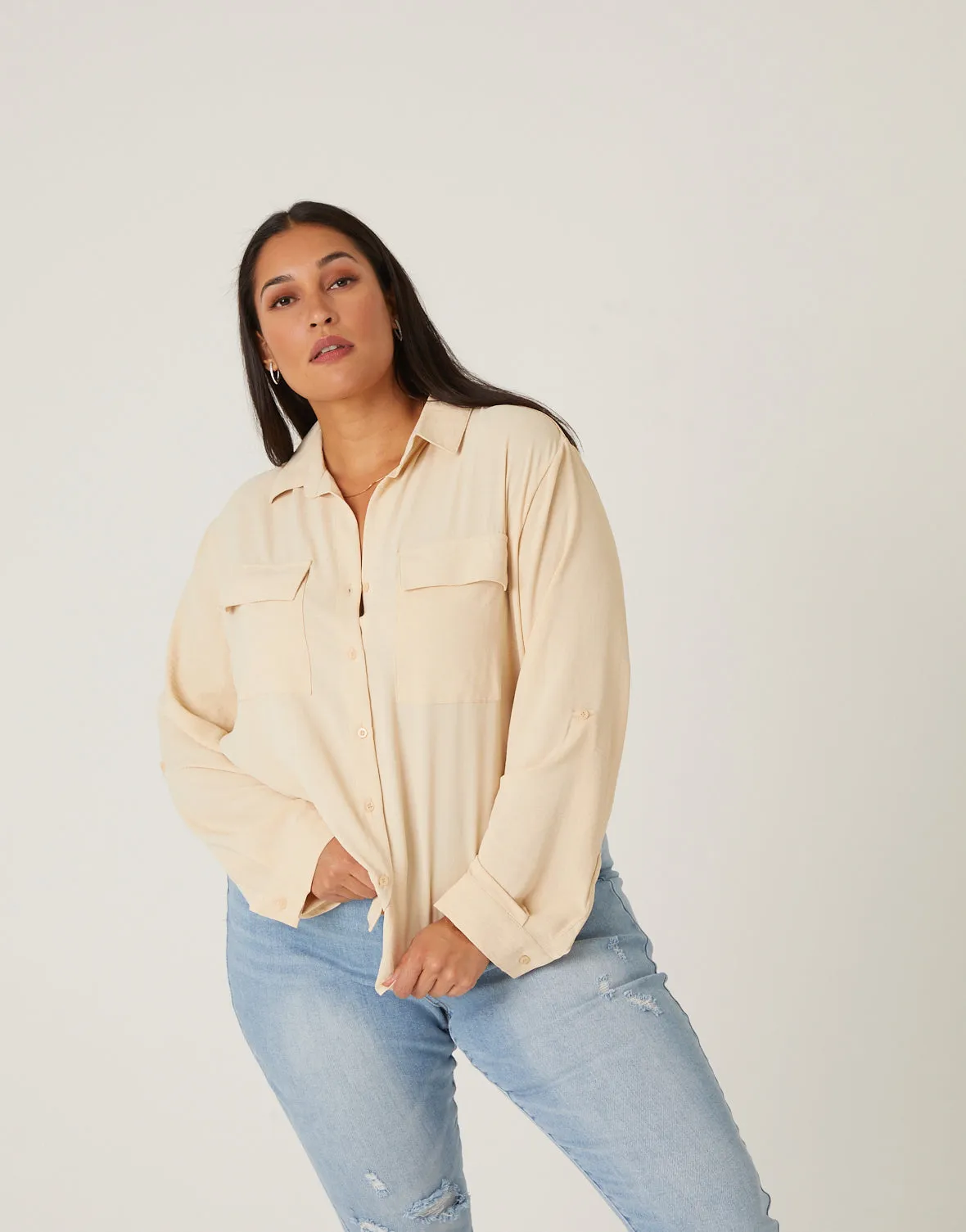 Plus Size Relaxed Button Up Shirt