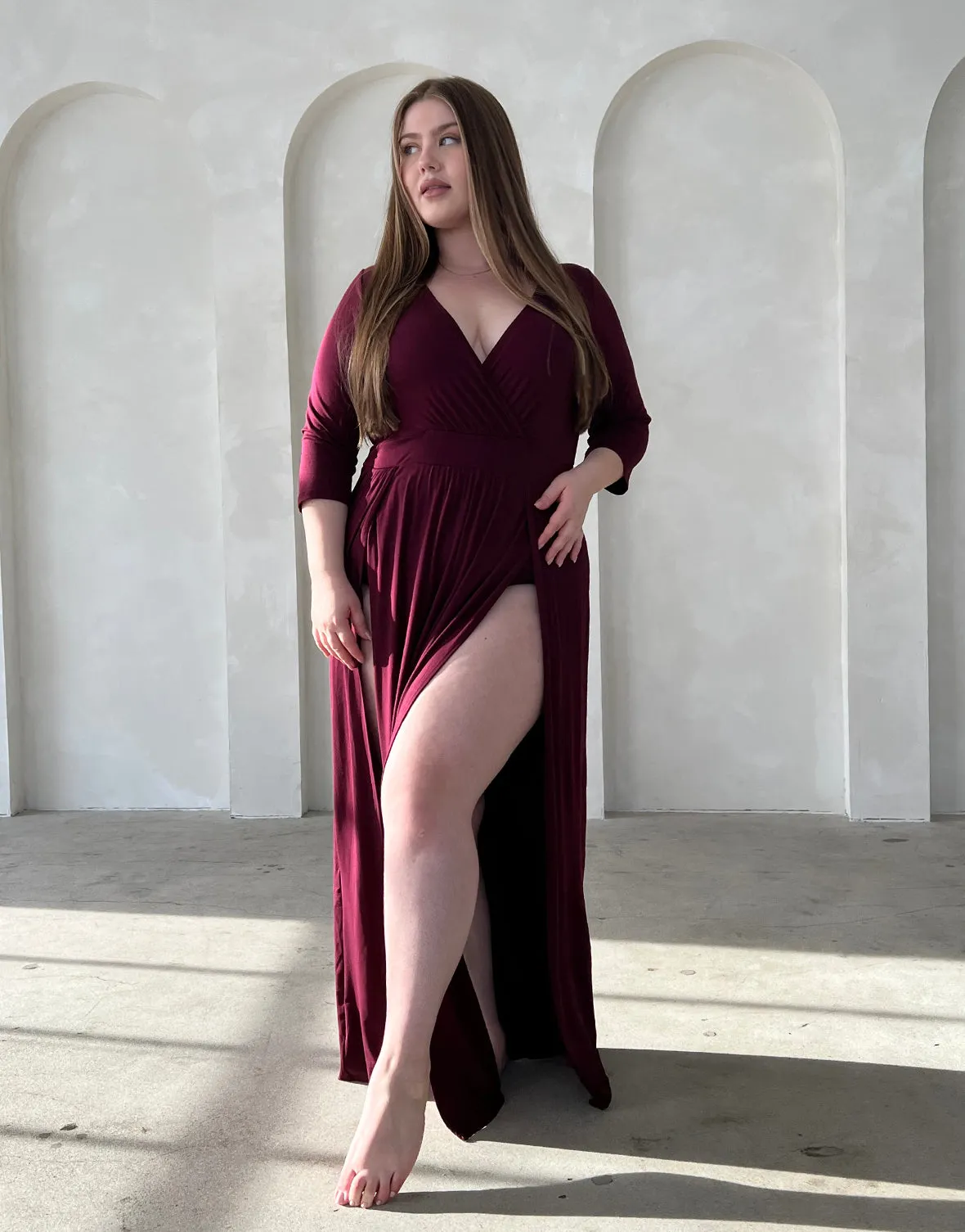 Plus Size Sultry Double Slit Dress