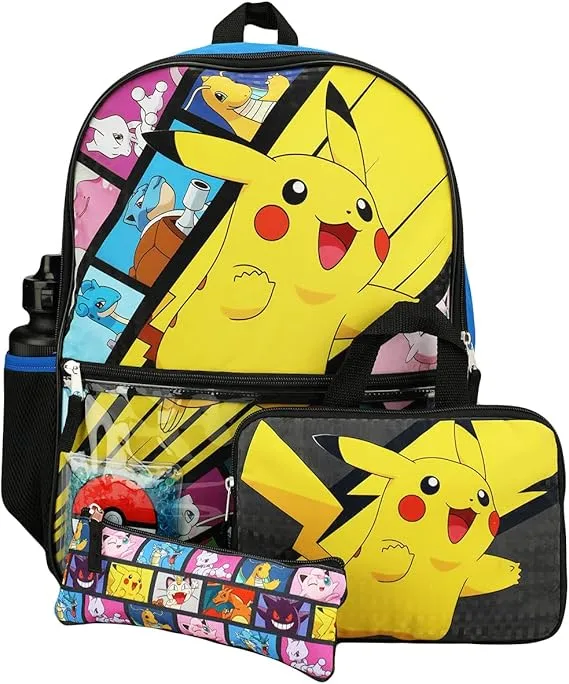 Pokemon Pikachu 16" Backpack Set 5 Piece