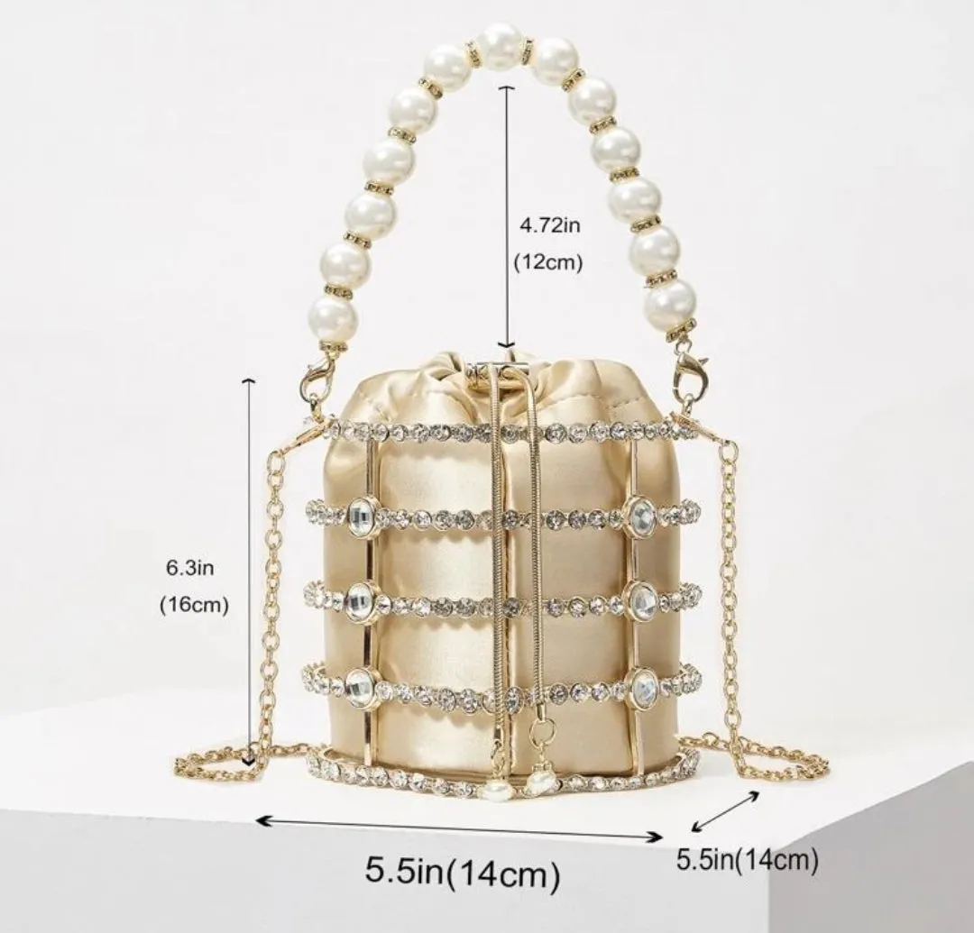 Premium faux pearl beaded clutch bag.