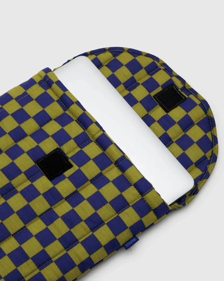 Puffy Laptop Case 16" - Pear Navy Check