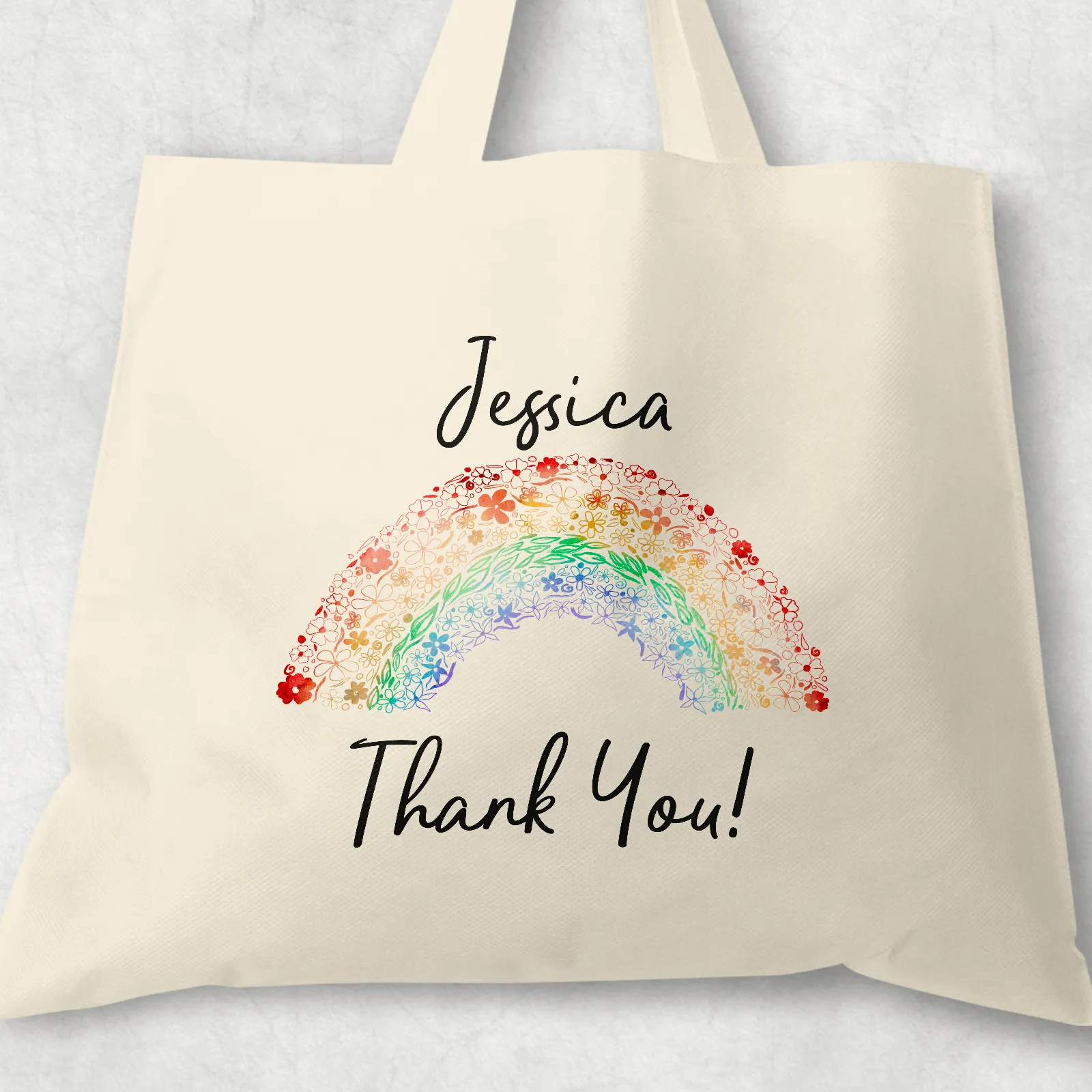 Rainbow Thank You Gift Personalised Tote Bag