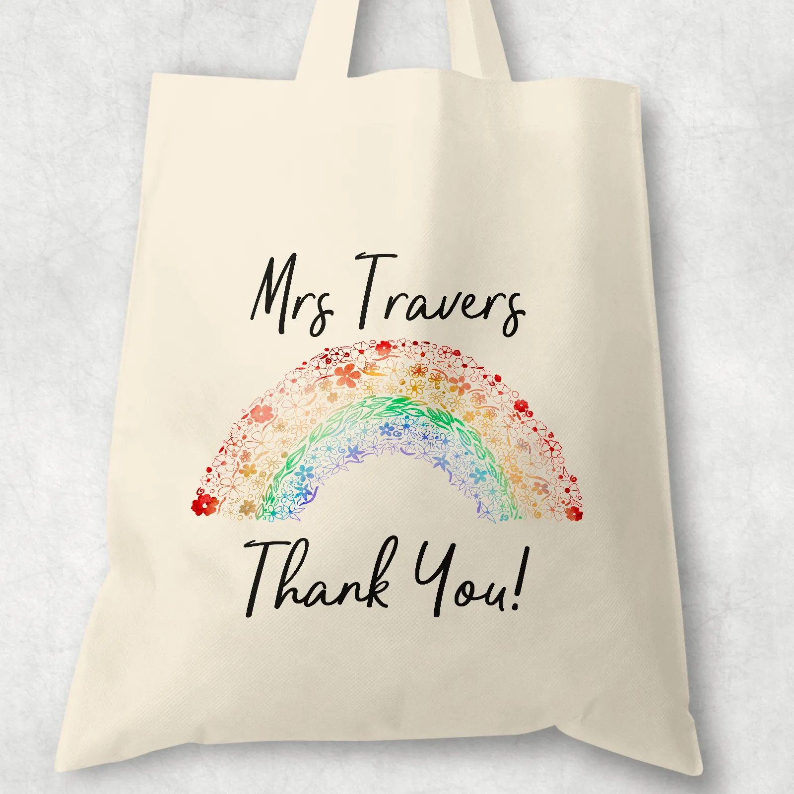 Rainbow Thank You Gift Personalised Tote Bag