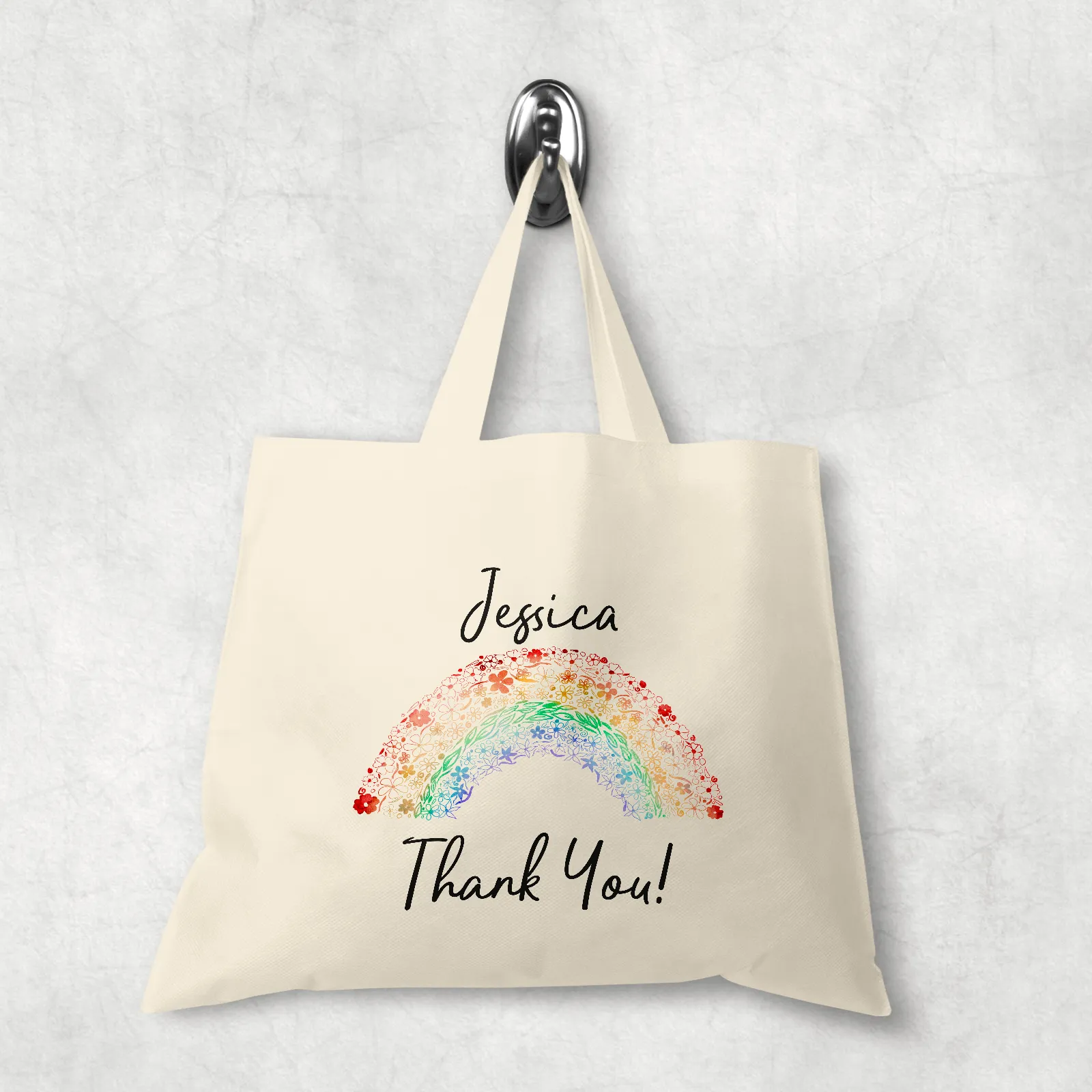 Rainbow Thank You Gift Personalised Tote Bag