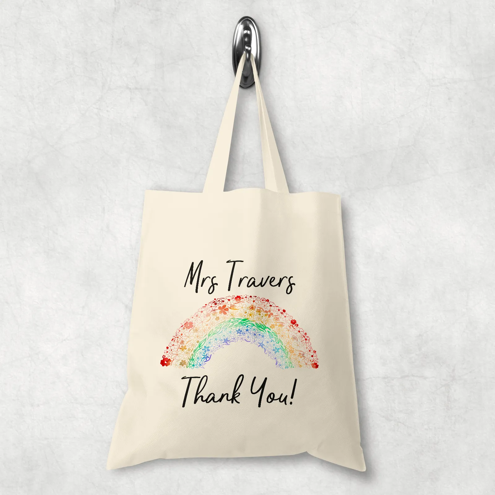 Rainbow Thank You Gift Personalised Tote Bag