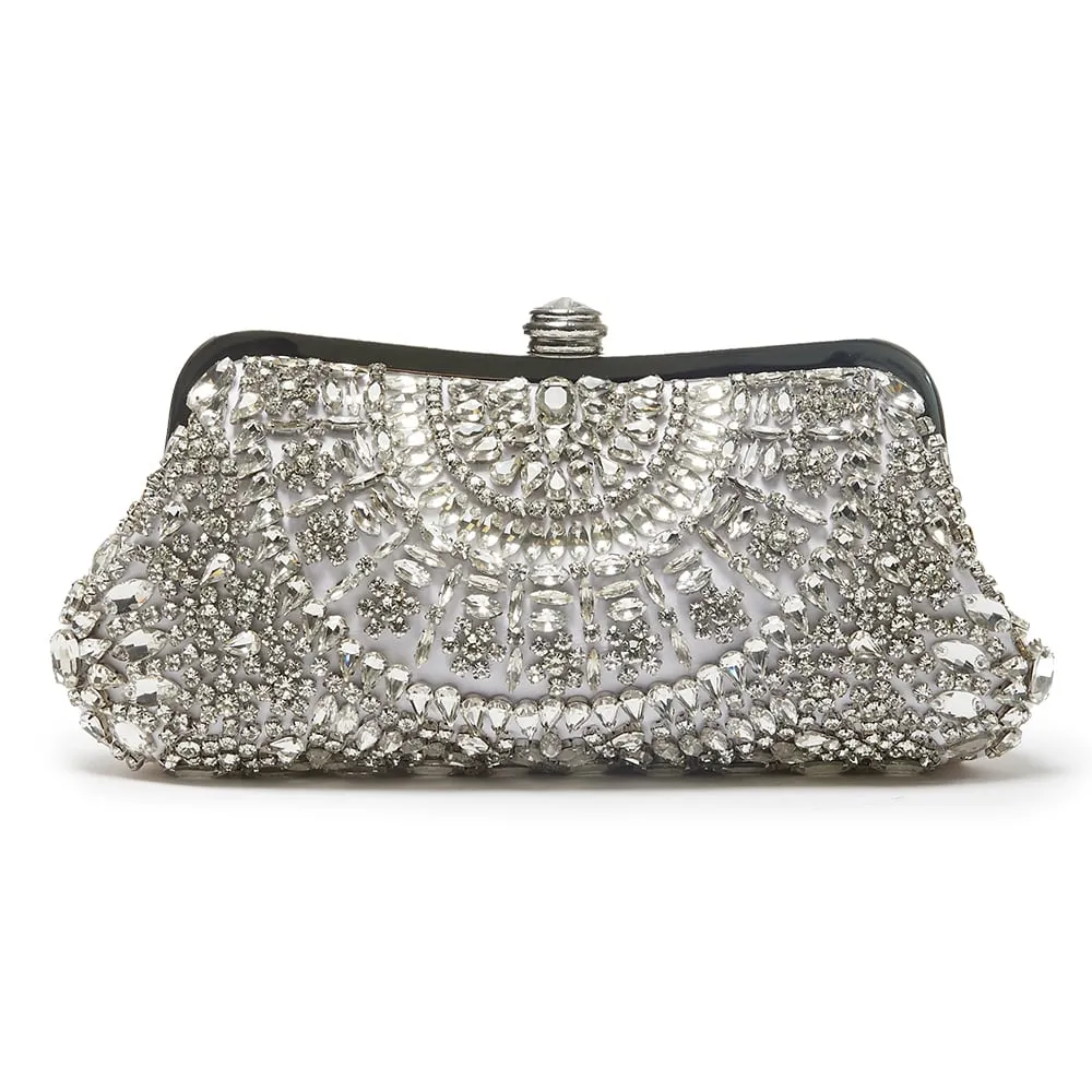 Rinna Handbag in White Sparkle