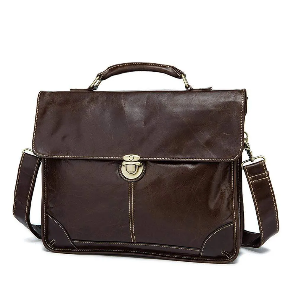 Rossie Viren  Vintage Leather Briefcase Messenger Bag