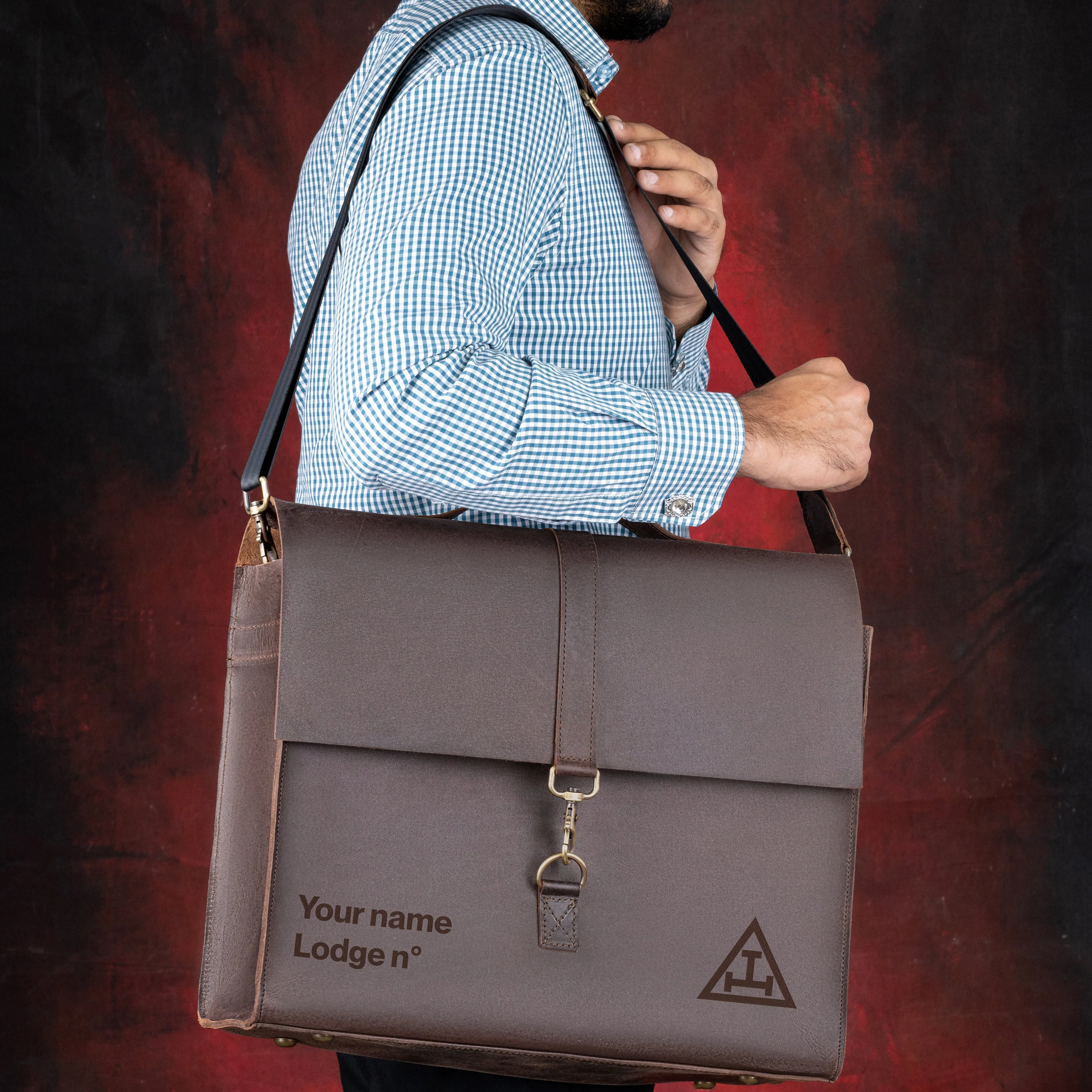 Royal Arch Chapter Briefcase - Genuine Cow Leather Convertible Bag