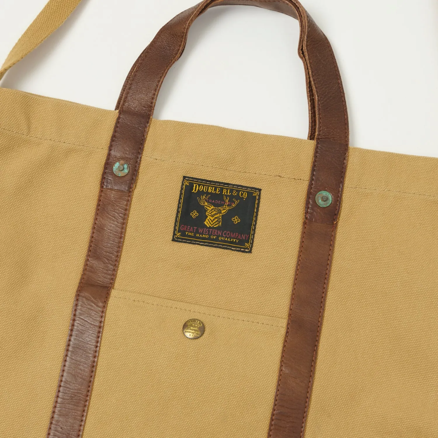 RRL Leather-Trim Canvas Tote - Khaki/Brown