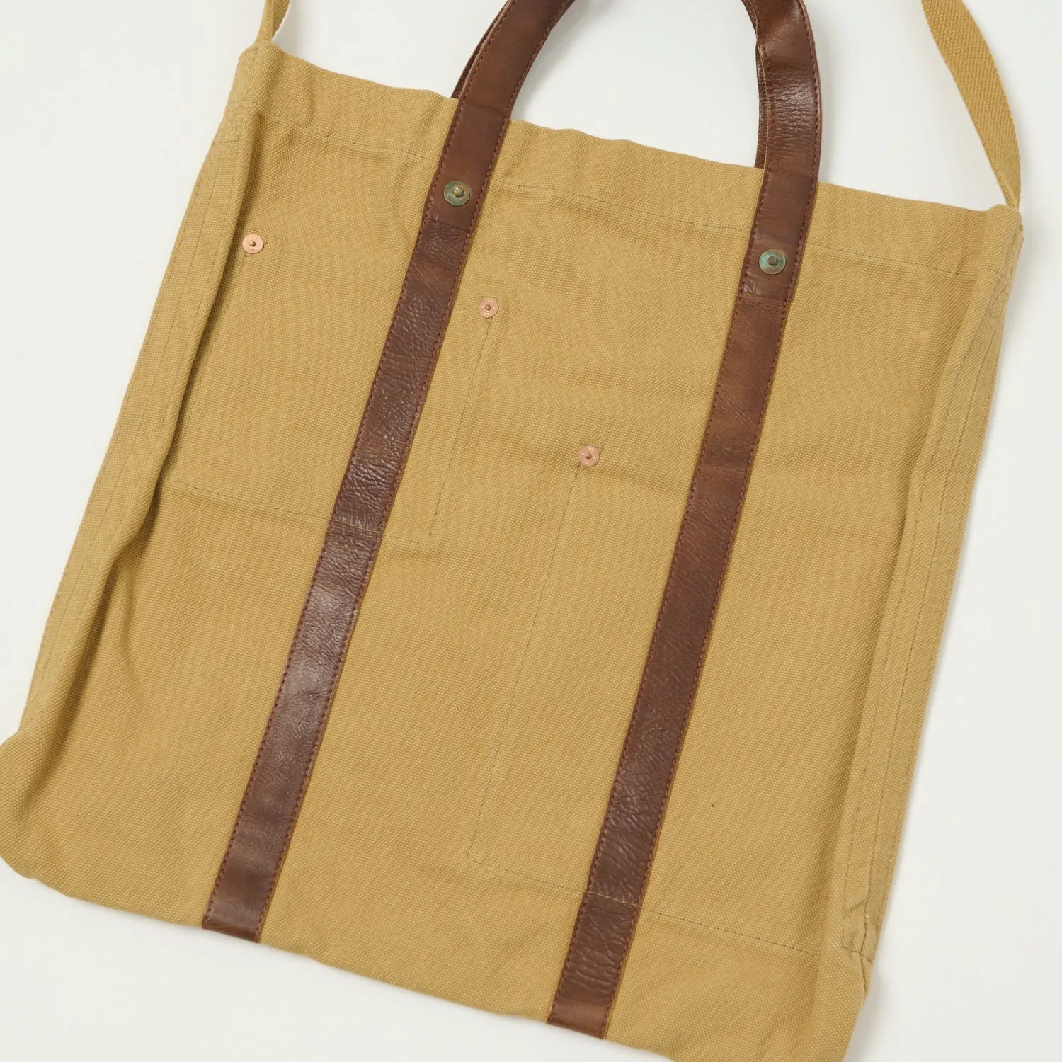 RRL Leather-Trim Canvas Tote - Khaki/Brown