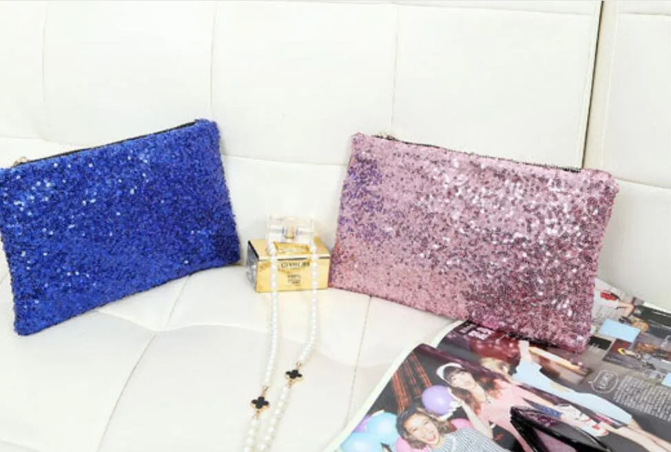 Sequins Dazzling Glitter Bling Clutch Handbag Evening Bag Wrist Bag