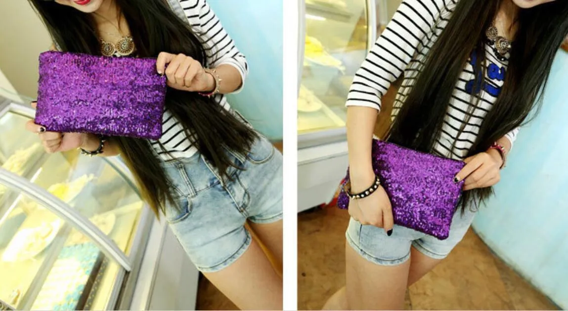 Sequins Dazzling Glitter Bling Clutch Handbag Evening Bag Wrist Bag