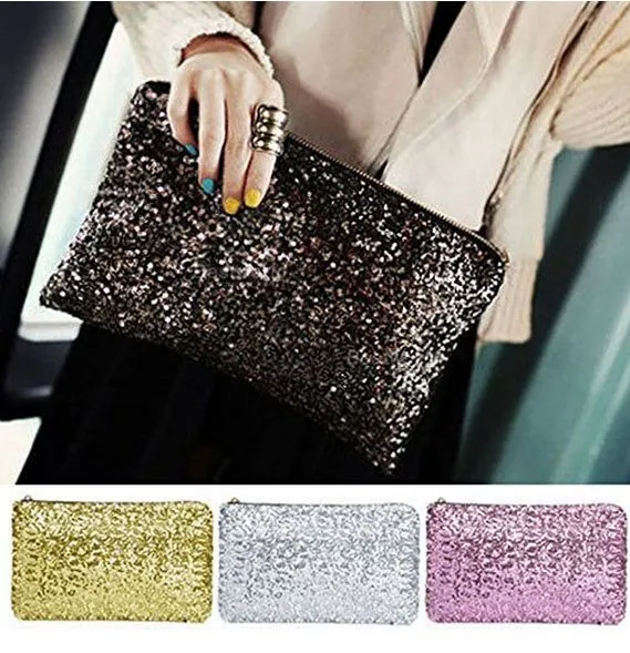 Sequins Dazzling Glitter Bling Clutch Handbag Evening Bag Wrist Bag