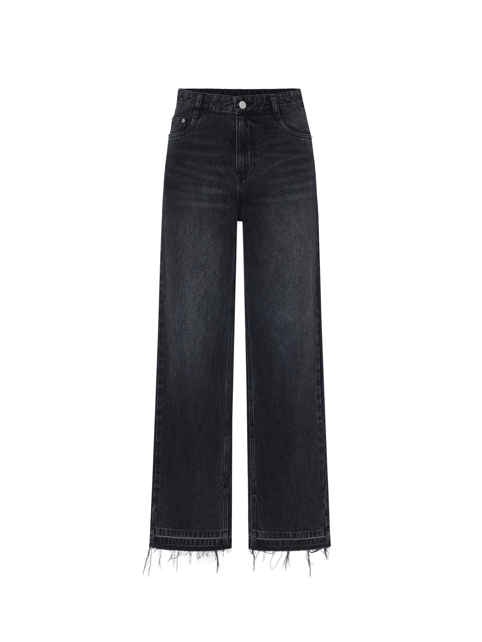 Side Slit Straight Leg Jeans