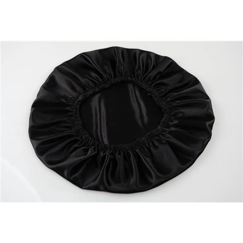 Silk Hair Bonnet - Double side no edge - Black