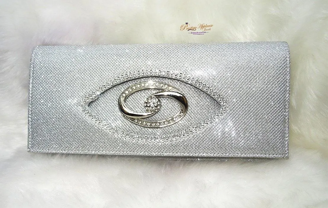 Silver Elegant Fashionable Stylish Designer Casual Hand clutch Hand purse Wedding Purse Party Wear Hand Clutch