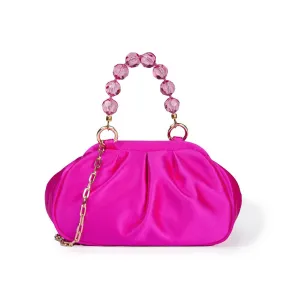 Sirenetta Puffy mini bag in raso di seta e manico gioiello