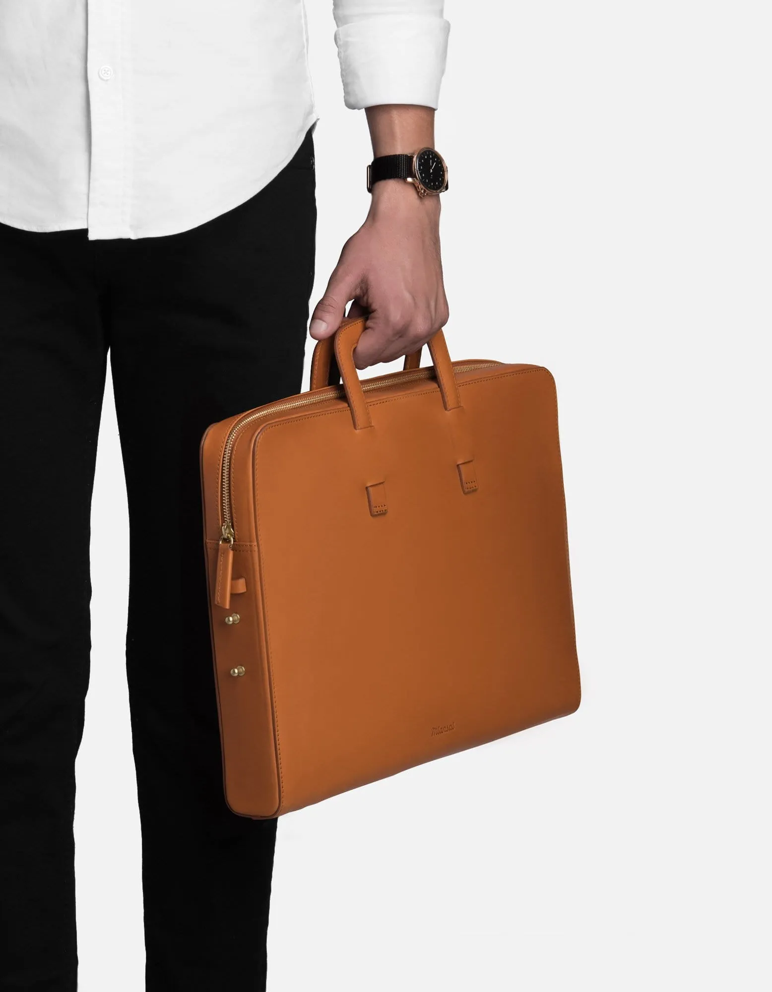 Slim Briefcase, Vintage Cognac