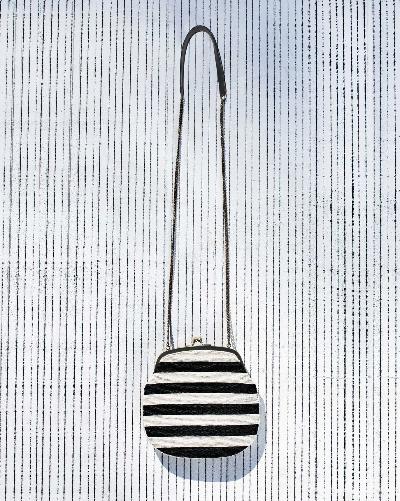 Sling Bag - Black & White Stripes