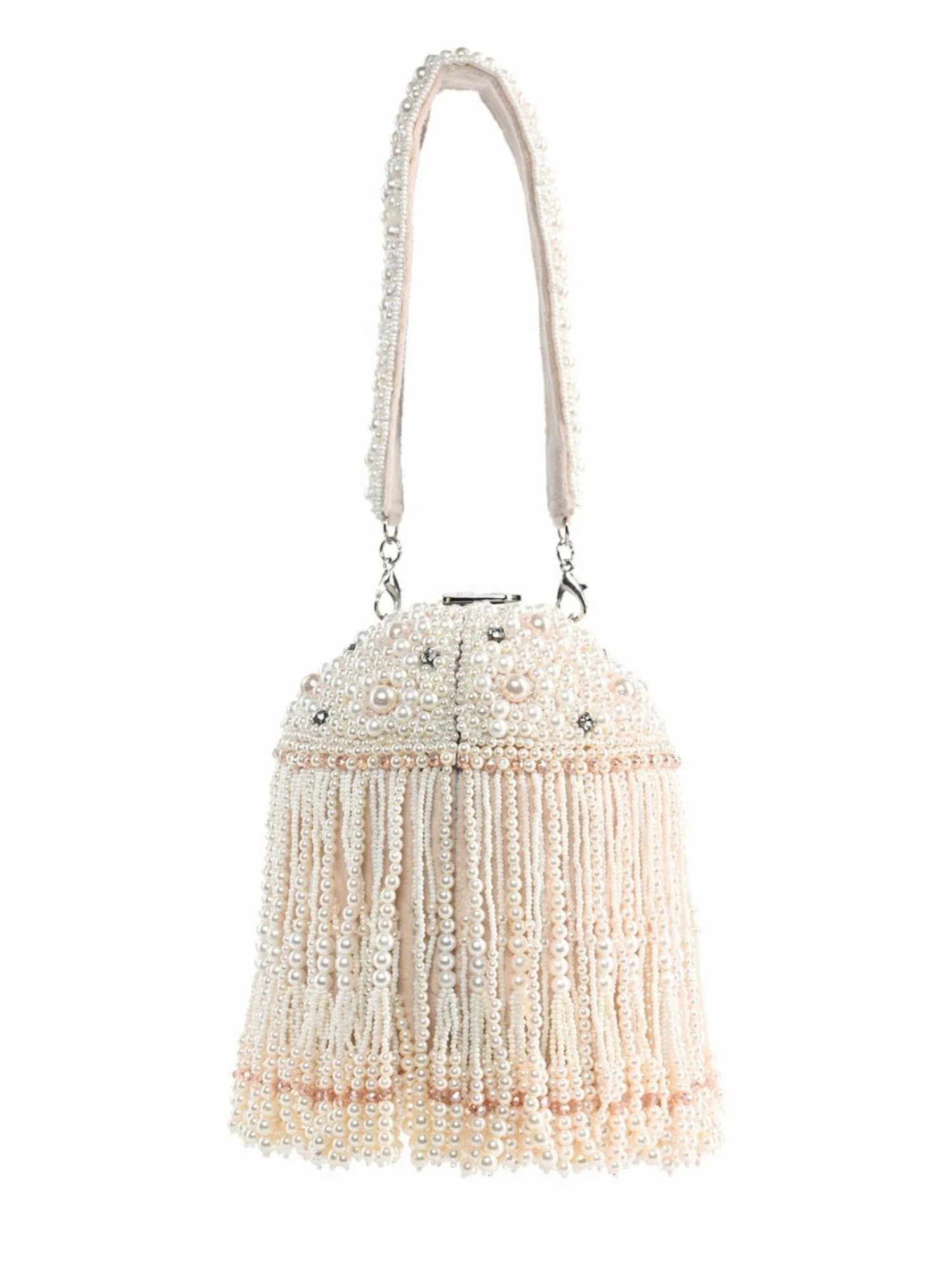 Sophia Ivory Suede handcrafted bucket bag