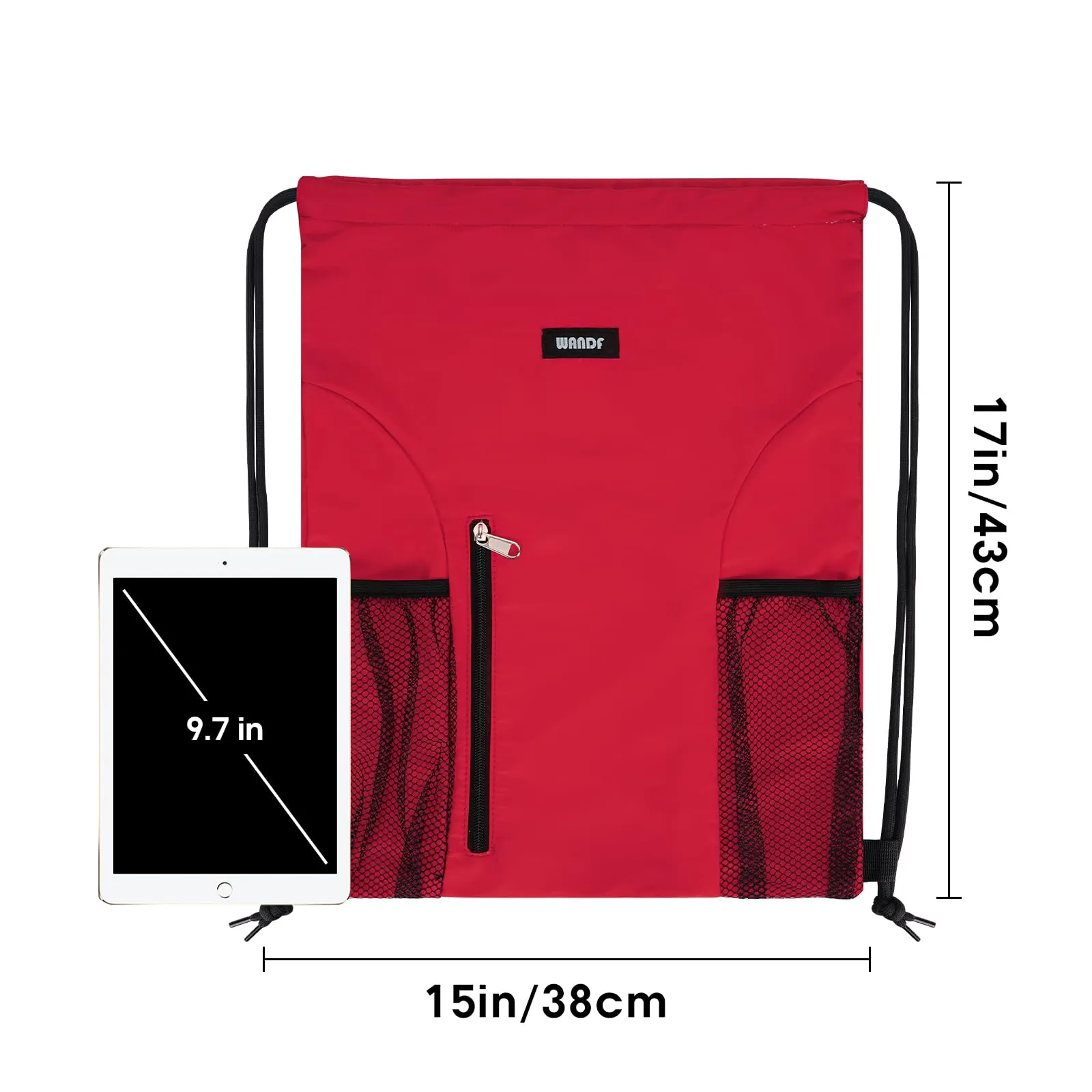 Sports Gym Drawstring Backpack with Mesh Pockets - WF6038