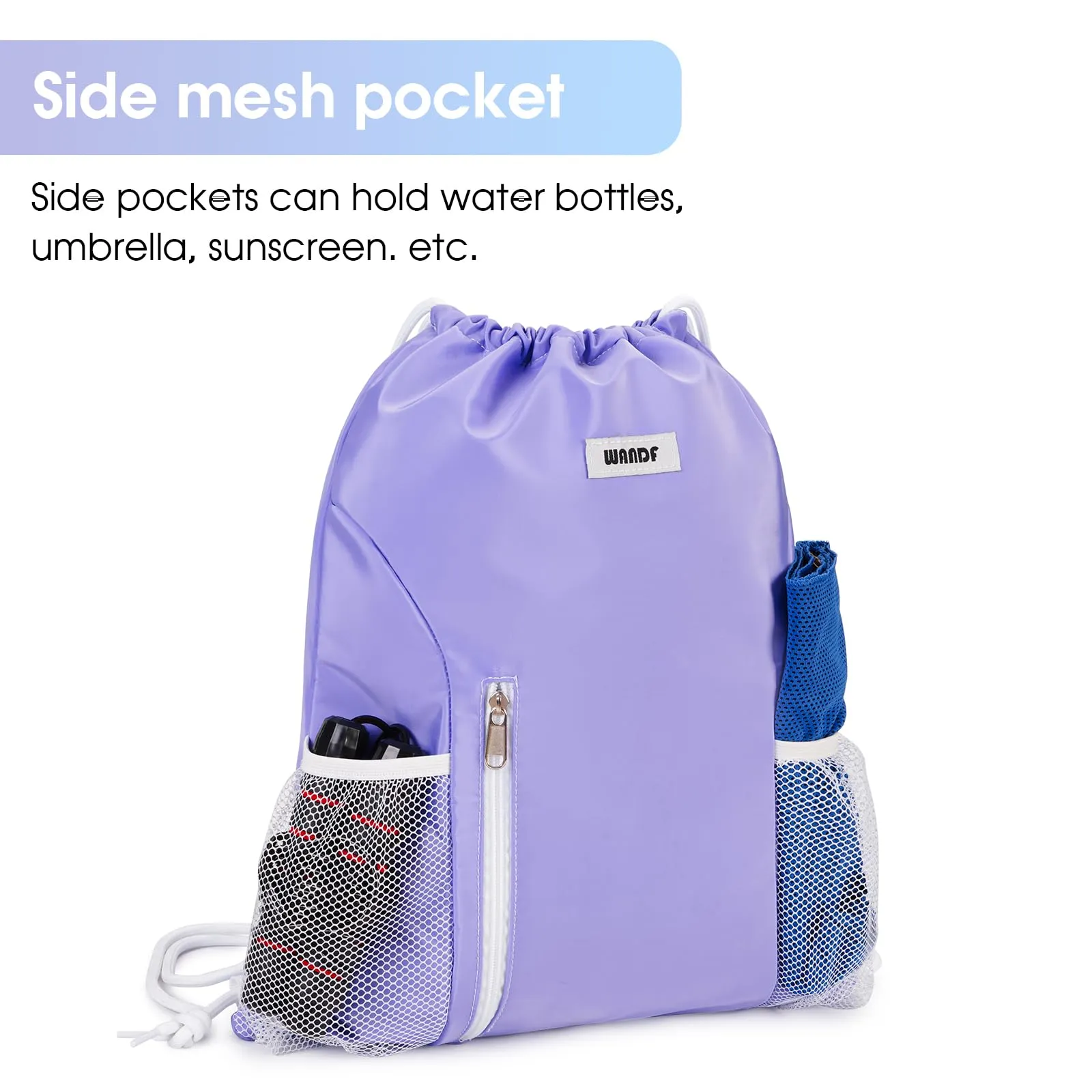 Sports Gym Drawstring Backpack with Mesh Pockets - WF6038