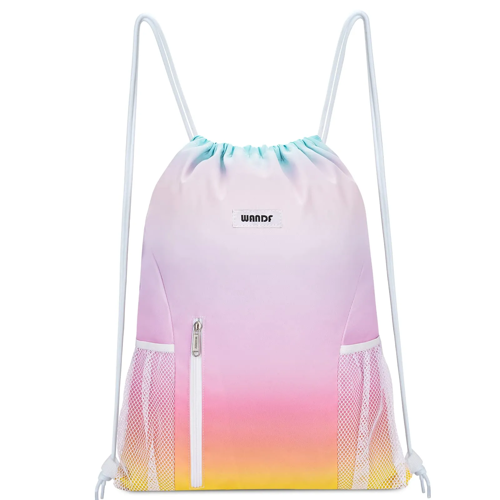 Sports Gym Drawstring Backpack with Mesh Pockets - WF6038