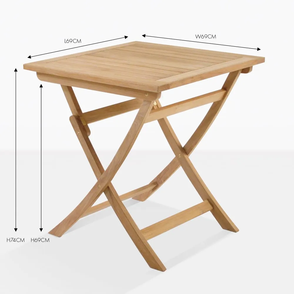 Square Teak Folding Bag Table